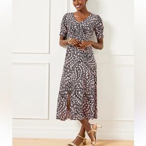 NWT Talbots Black, White and pink Patterned Dress size 4